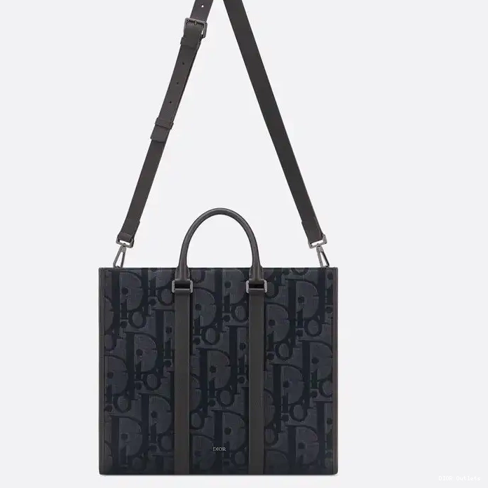 Affordable Hot Dior Canvas East-West Motif Maxi Tote Black Oblique 0217