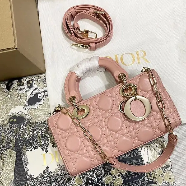 Affordable Hot Lambskin Small Lady Pink D-Joy Cannage Bag 0225