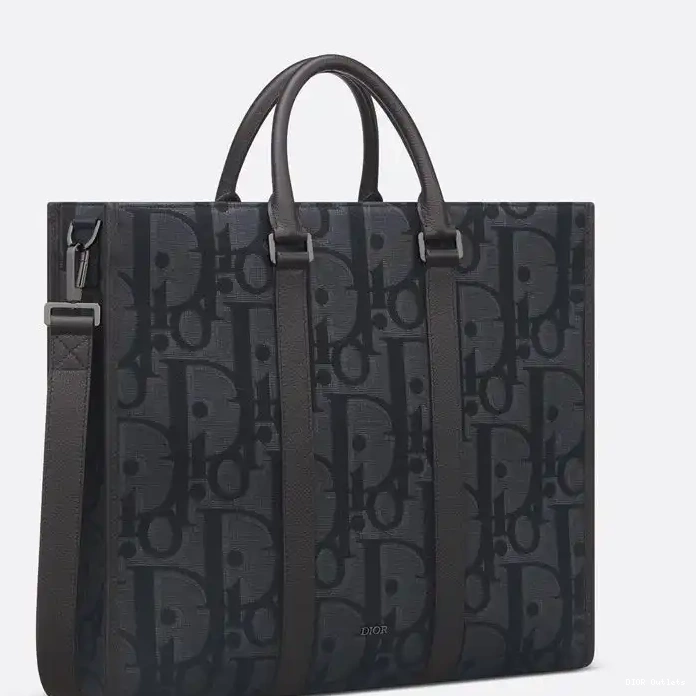 Affordable Hot Dior Canvas East-West Motif Maxi Tote Black Oblique 0217