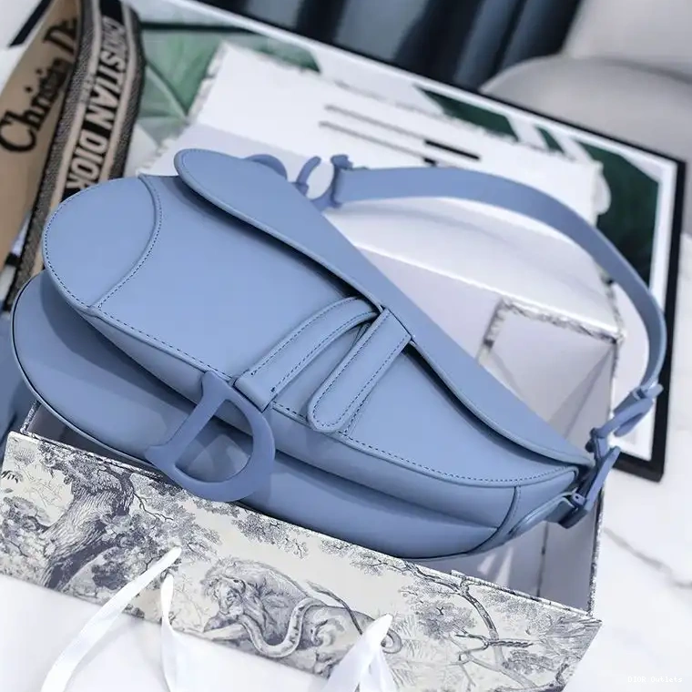 Affordable Hot Dior Ultramatte Blue Bag Saddle Calfskin 0227