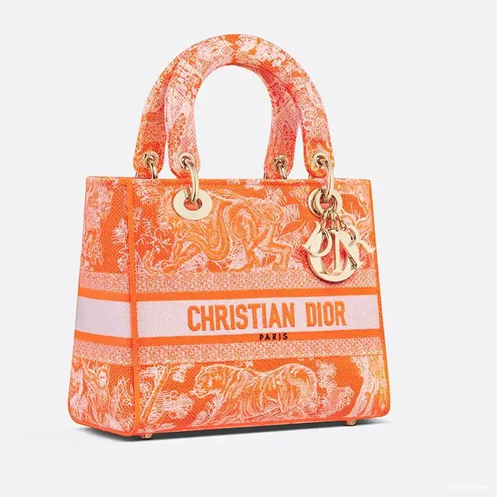 Affordable Hot Lady de Canvas Motif Medium Jouy D-lite Toile Orange Bag 0209