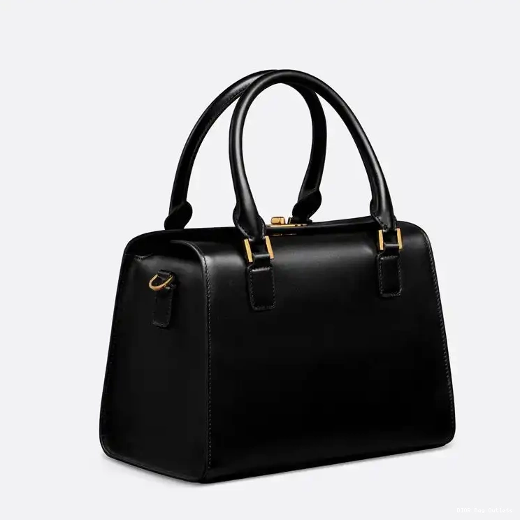 Cheap Hot Dior Boston Black Box Medium Bag Calfskin 0225