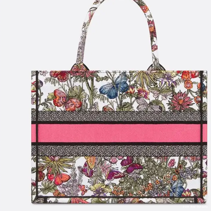 Affordable Hot Pink Mexico Book Dior Motif Tote White Canvas Millefiori 0210