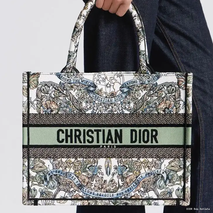 Affordable Hot Canvas Tote The White Dior Motif Book Green Around World Butterfly 0213