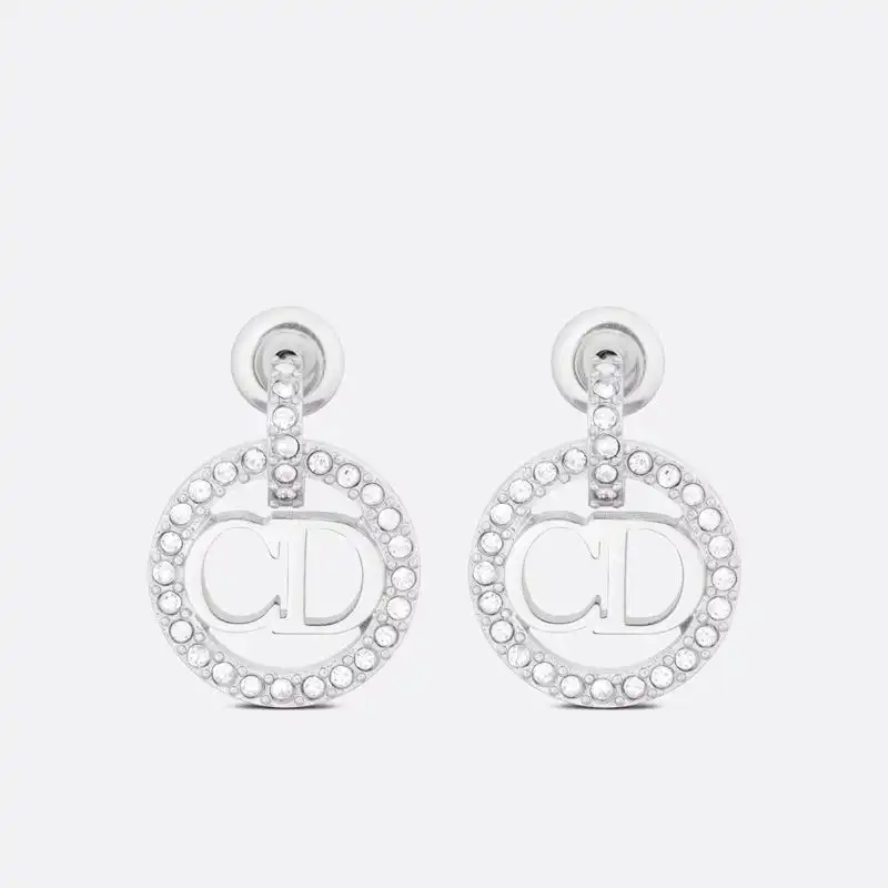 Affordable Hot Dior Clair D Lune Earrings Metal and Crystals Silver 0204