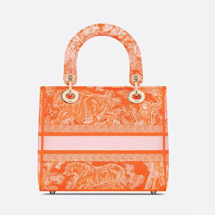 Affordable Hot Lady de Canvas Motif Medium Jouy D-lite Toile Orange Bag 0209