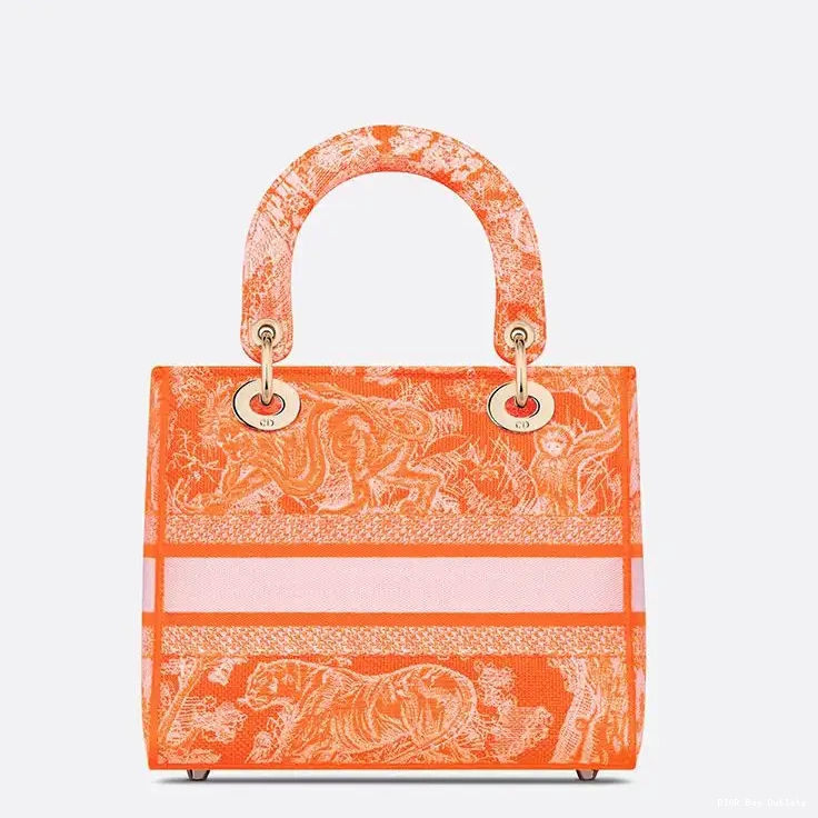 Affordable Hot Motif Medium Canvas Lady Jouy Bag Toile D-lite de Orange 0224