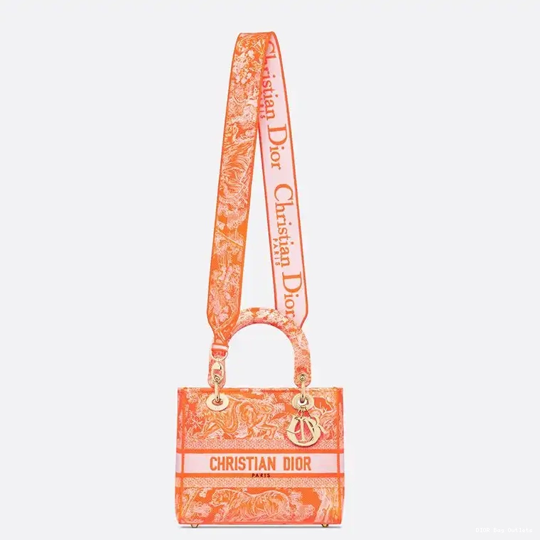 Affordable Hot Motif Medium Canvas Lady Jouy Bag Toile D-lite de Orange 0224