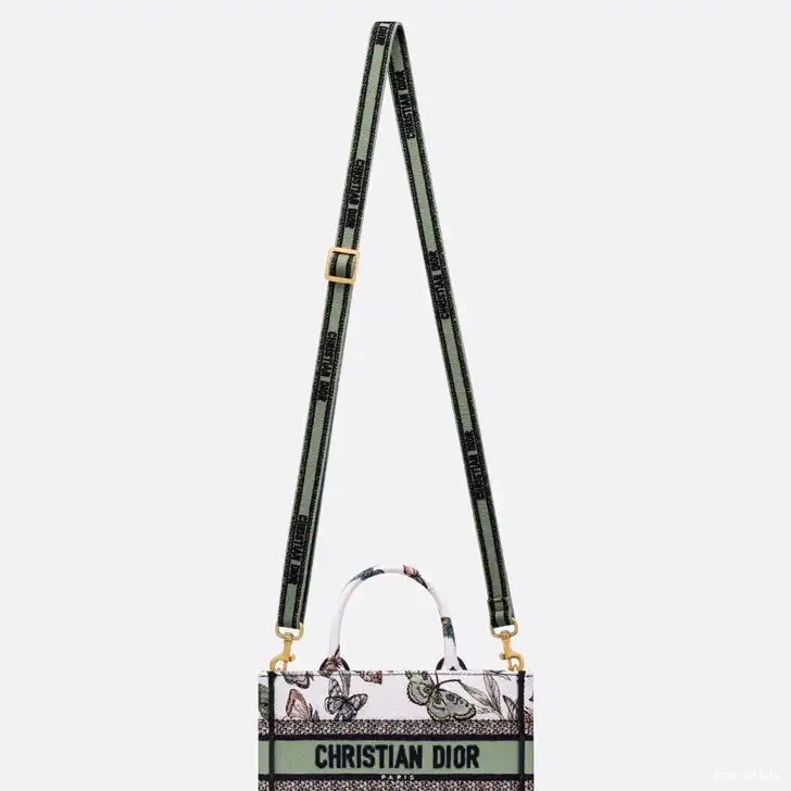 Affordable Hot Jouy Tote de Mini Book Mexico Dior Green Strap Motif with Canvas White Toile 0226