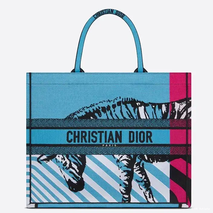 Affordable Hot Rose Canvas D-Jungle Tote Dior Pop Motif Book Blue 0212