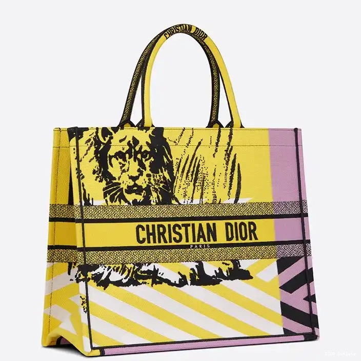 Cheap Hot Pink D-Jungle Motif Pop Dior Book Tote Yellow Canvas 0218