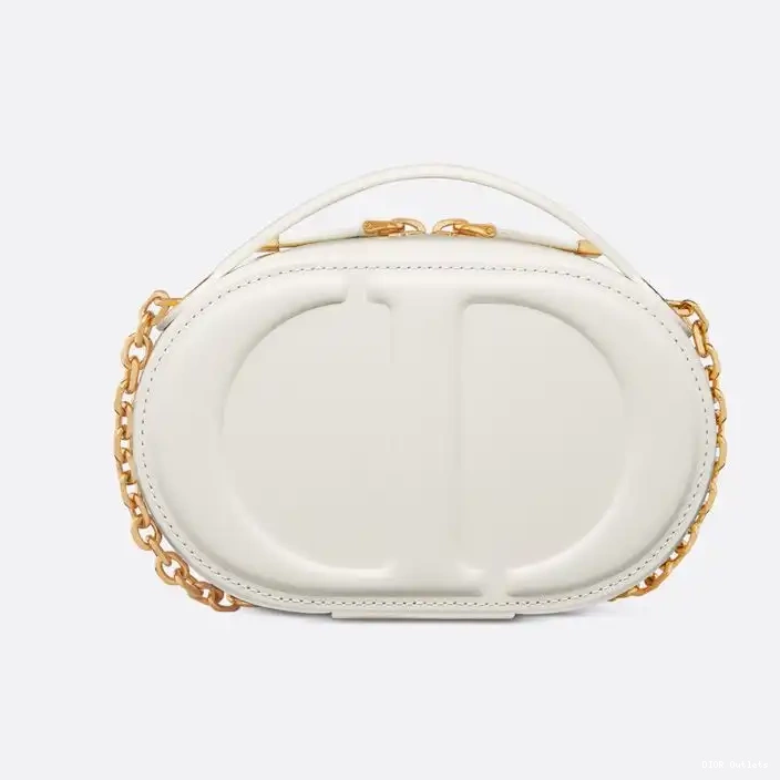 Affordable Hot White Oval Signature Bag Dior Calfskin CD Camera 0226