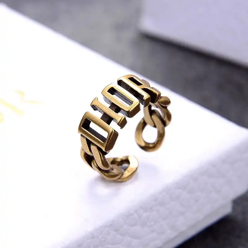 Affordable Hot Dior Open Chain Evolution Ring Metal Gold 0204