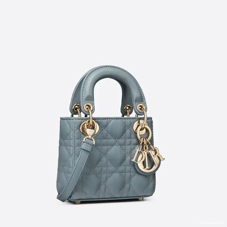 Affordable Hot Cannage Dior Lambskin Bag Blue Micro Lady Sky 0212