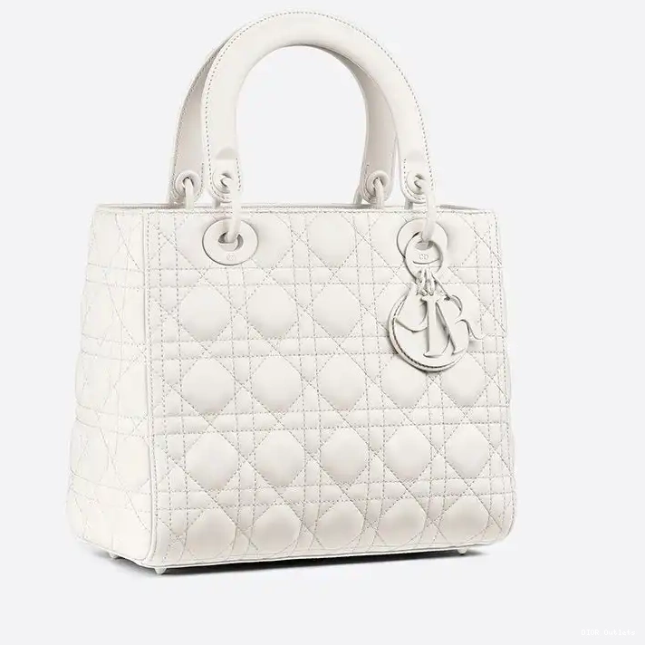 Affordable Hot Cannage Ultramatte Bag White Calfskin Lady Medium Dior 0217