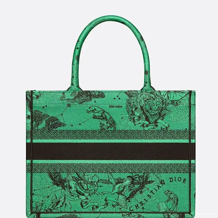 Affordable Hot de Jouy Motif Canvas Dior Zodiac Book Green Tote Toile 0217