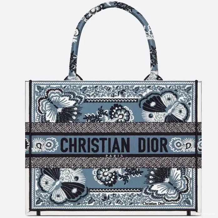 Affordable Hot Butterfly Motif Canvas Tote Blue Book Dior Bandana 0217