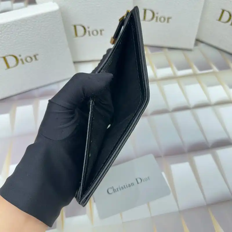 Affordable Hot Dior Caro Dahlia Card Holder Grained Calfskin Black 0202