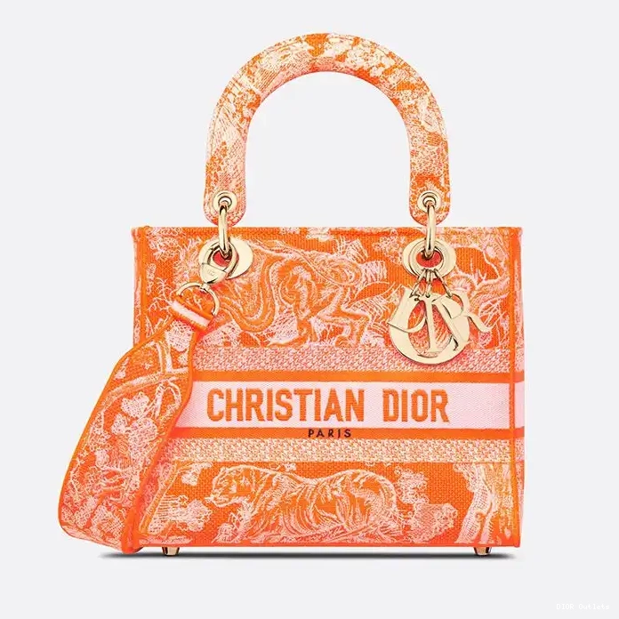 Affordable Hot Lady de Canvas Motif Medium Jouy D-lite Toile Orange Bag 0209