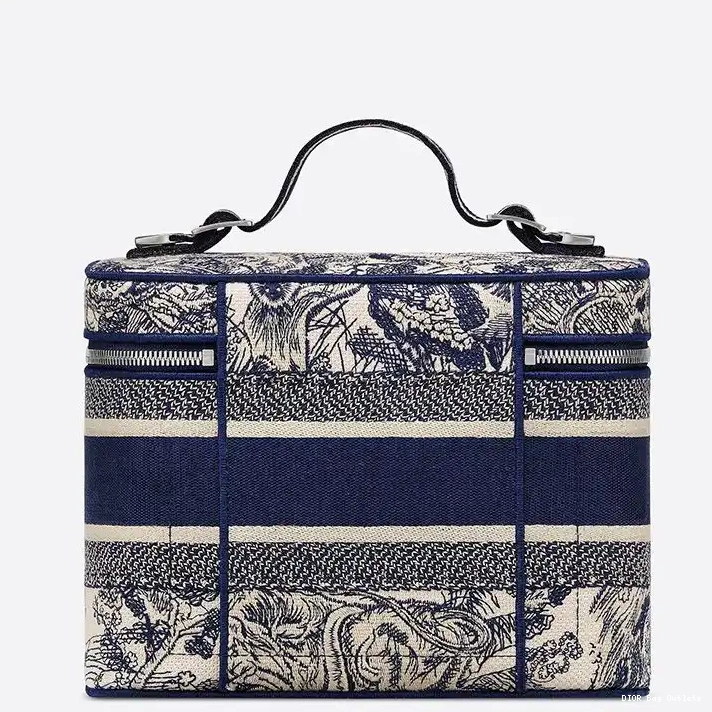 Affordable Hot Motif de DiorTravel Case Blue Vanity Jouy Canvas Toile Medium 0210