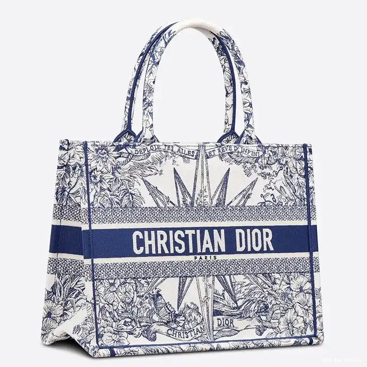 Cheap Hot Dior Canvas d'Infini Reve Motif Blue Book Tote 0219