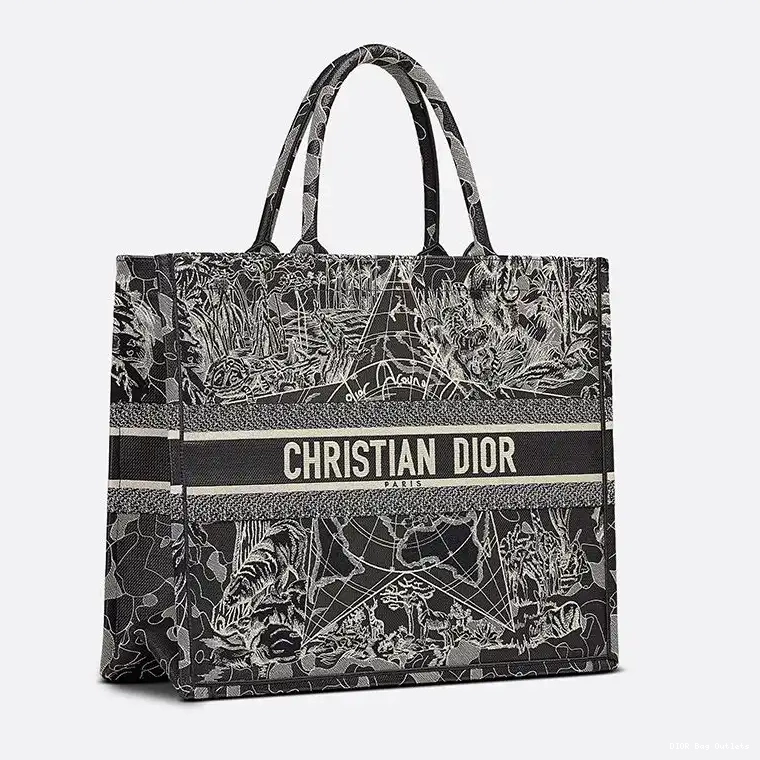 Cheap Hot Around Motif the World Dior Tote Book Black Canvas 0215