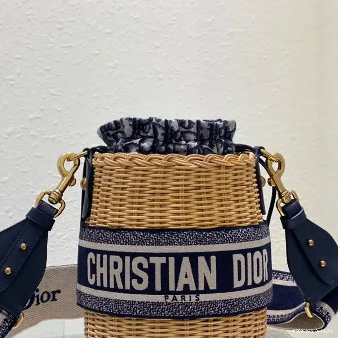 Affordable Hot Blue Bucket Wicker Dior and Bag Motif Canvas Oblique 0215