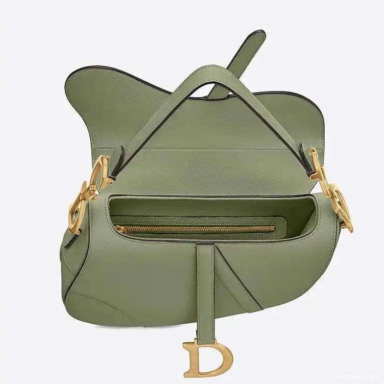 Affordable Hot Calfskin Dior Grained Bag Green Saddle 0220