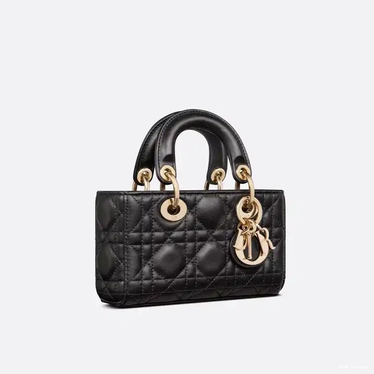 Affordable Hot Lambskin Lady D-Joy Bag Cannage Black Micro 0222