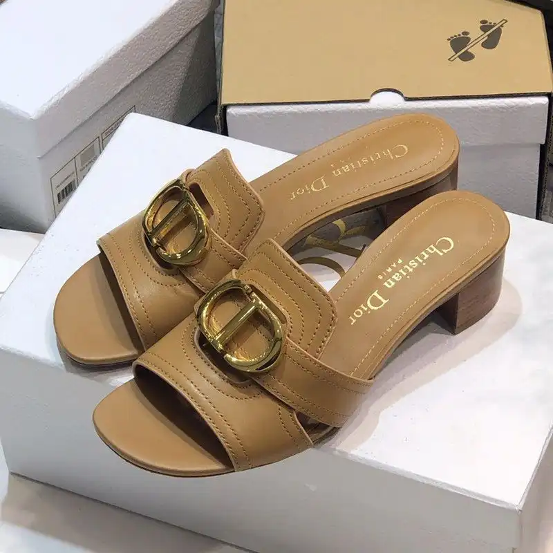 Affordable Hot Dior 30 Montaigne Slides Women Calfskin Khaki 0203