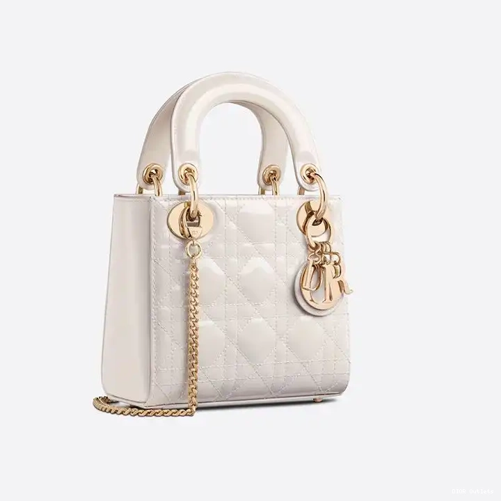 Cheap Hot Patent Cannage Bag Dior Calfskin White Lady Mini 0227