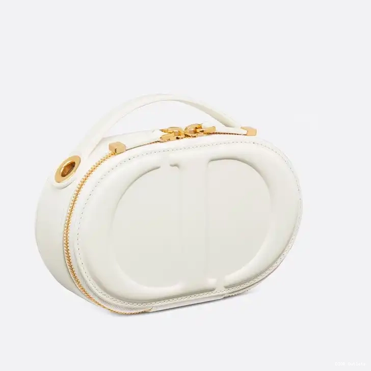 Affordable Hot White Oval Signature Bag Dior Calfskin CD Camera 0226