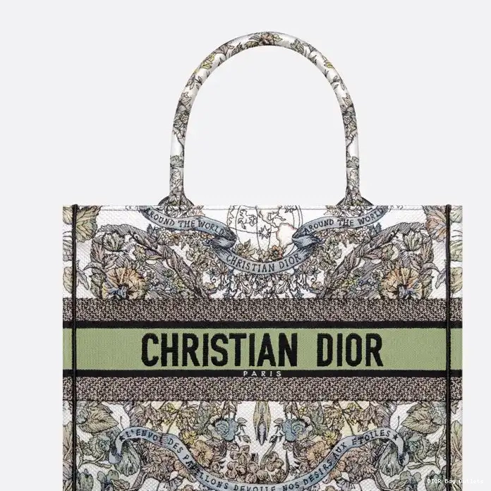 Affordable Hot Canvas Tote The White Dior Motif Book Green Around World Butterfly 0213