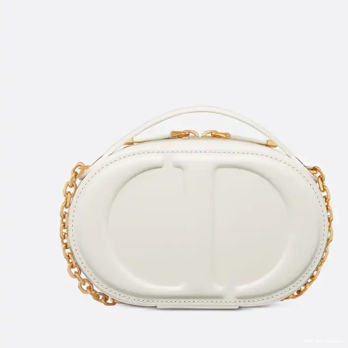 Affordable Hot CD Oval Signature White Camera Calfskin Bag Dior 0215