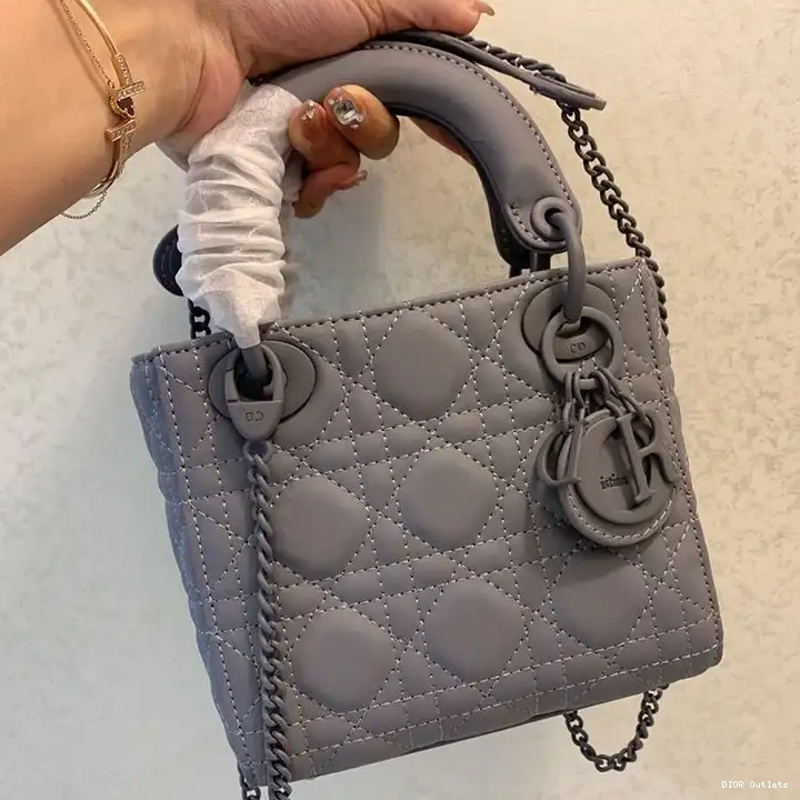 Affordable Hot Dior Ultramatte Mini Grey Cannage Calfskin Lady Bag 0214