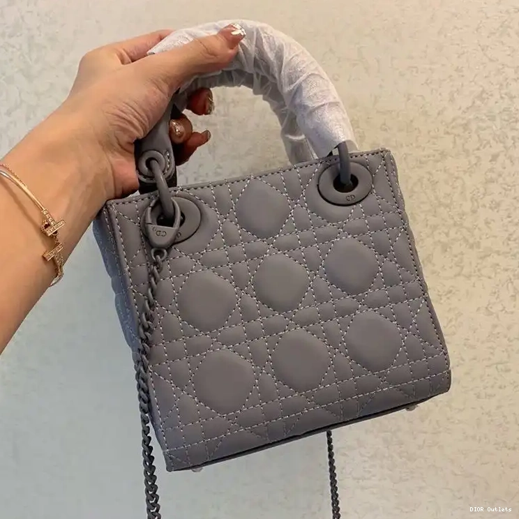 Affordable Hot Dior Ultramatte Mini Grey Cannage Calfskin Lady Bag 0214