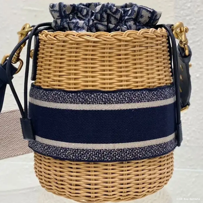 Affordable Hot Blue Bucket Wicker Dior and Bag Motif Canvas Oblique 0215