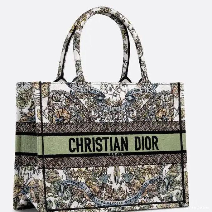 Affordable Hot Canvas Tote The White Dior Motif Book Green Around World Butterfly 0213