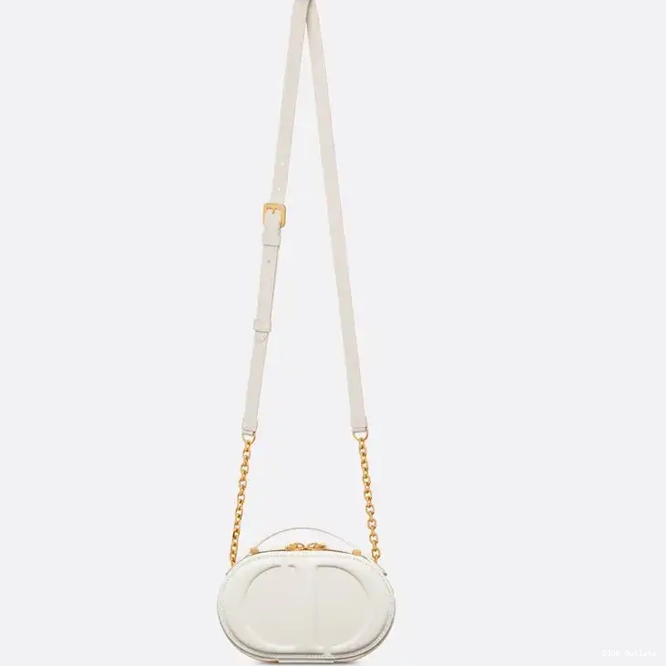 Affordable Hot White Oval Signature Bag Dior Calfskin CD Camera 0226