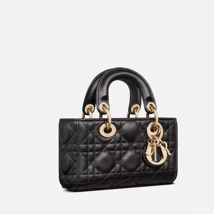 Affordable Hot Cannage Lambskin Lady Black Bag Micro D-Joy 0227