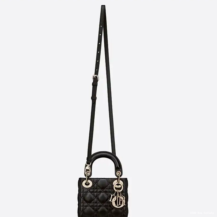 Cheap Hot Dior Cannage Micro Lambskin Lady Black Bag 0217