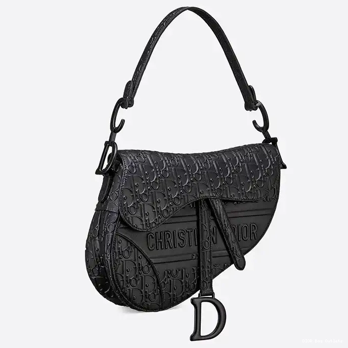 Affordable Hot Calfskin Saddle Dior Ultramatte Oblique Christian Black Embossed Bag 0224