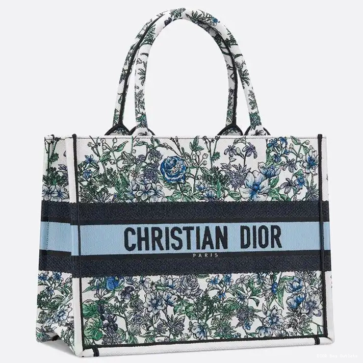 Affordable Hot White Flowers Dior Canvas Book Motif Constellation Blue Tote 0217