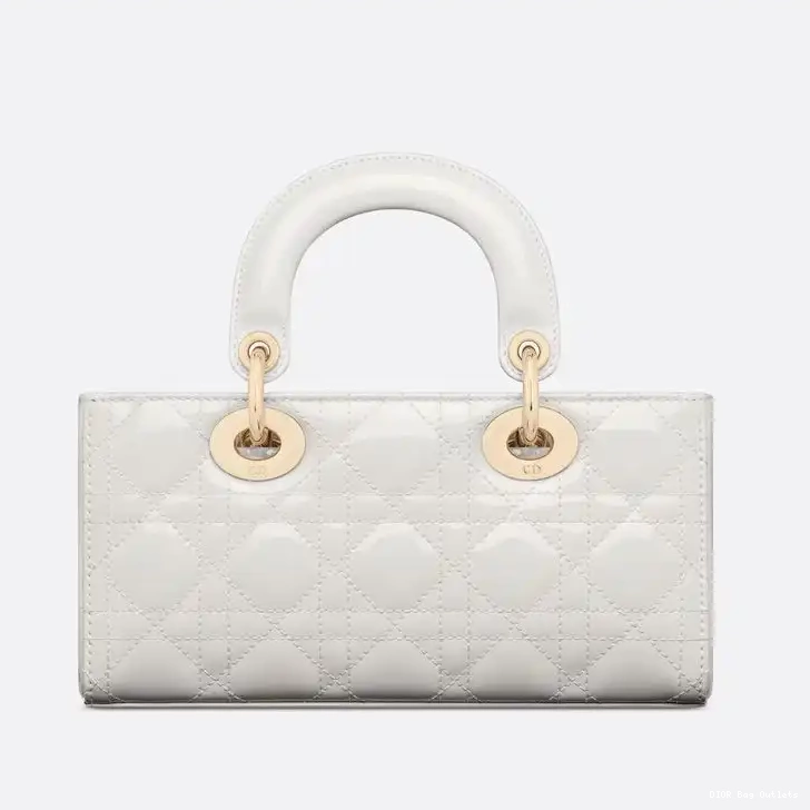 Affordable Hot White Lady Small Bag D-Joy Patent Calfskin Cannage 0220