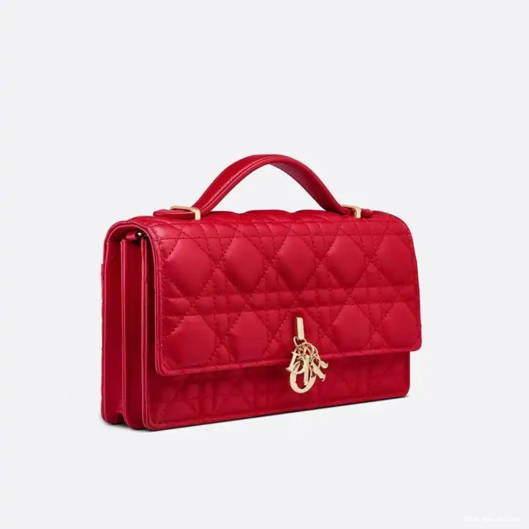 Cheap Hot Handle Cannage Miss Dior Lambskin Red Mini Top Bag 0223