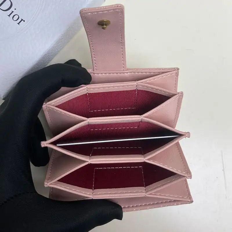 Cheap Hot Lady Dior Card Holder Cannage Calfskin Pink 0202