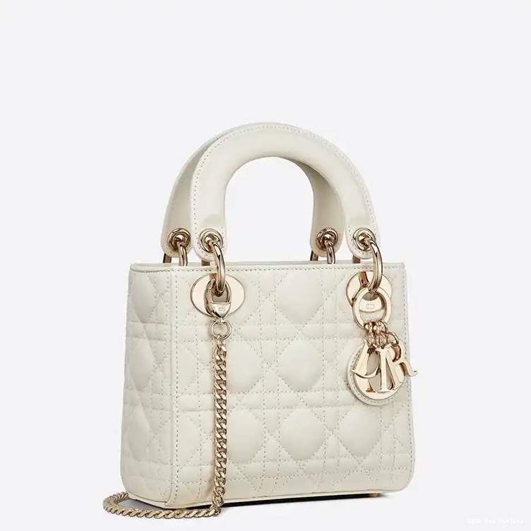 Affordable Hot Dior Lambskin Mini Bag Cannage White Lady 0210