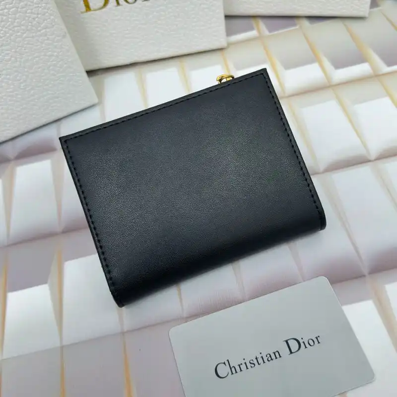 Affordable Hot Dior Caro Dahlia Card Holder Grained Calfskin Black 0202