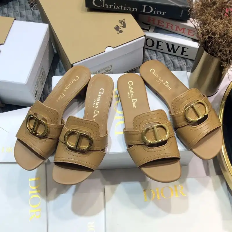 Affordable Hot Dior 30 Montaigne Slides Women Calfskin Khaki 0203