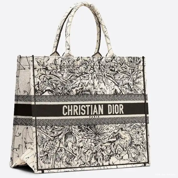 Affordable Hot Book Motif Tote Dior Canvas Grey Constellation 0210